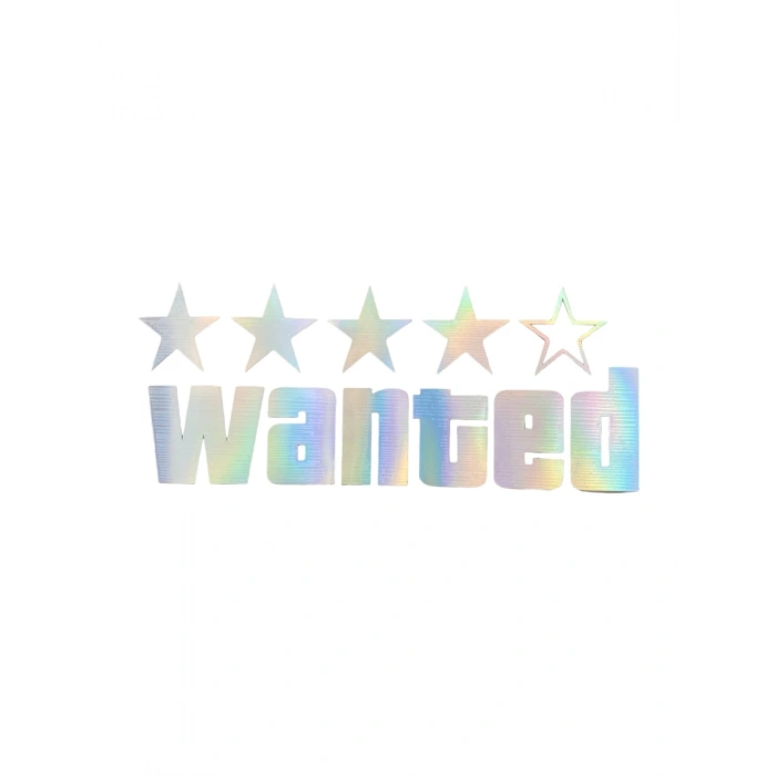 Wanted Yazılı Hologram Efektli Cam Stickeri 20x9cm