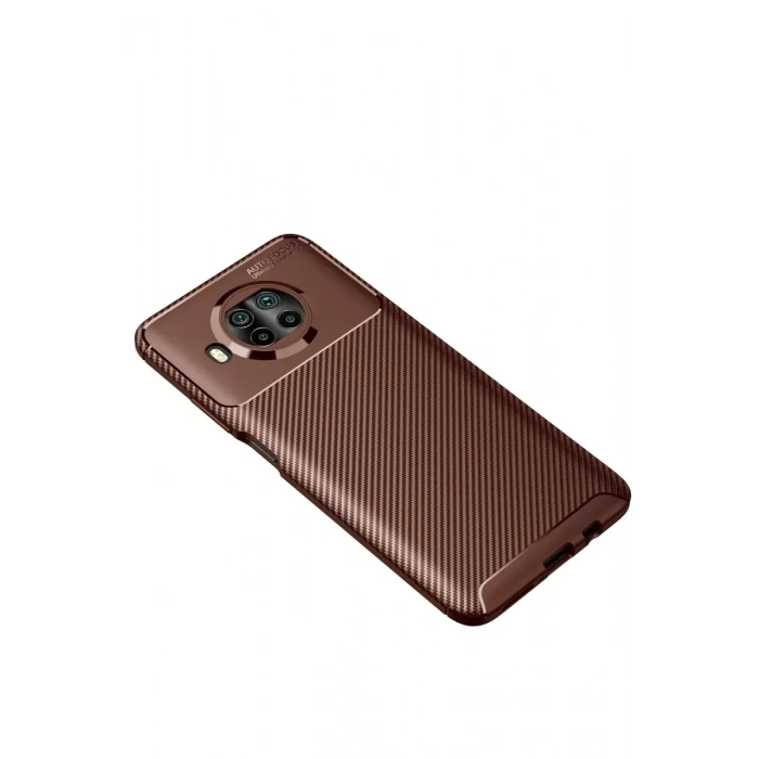 Xiaomi Mi 10T Lite Kılıf Auto Focus Karbon Kapak - Kahverengi