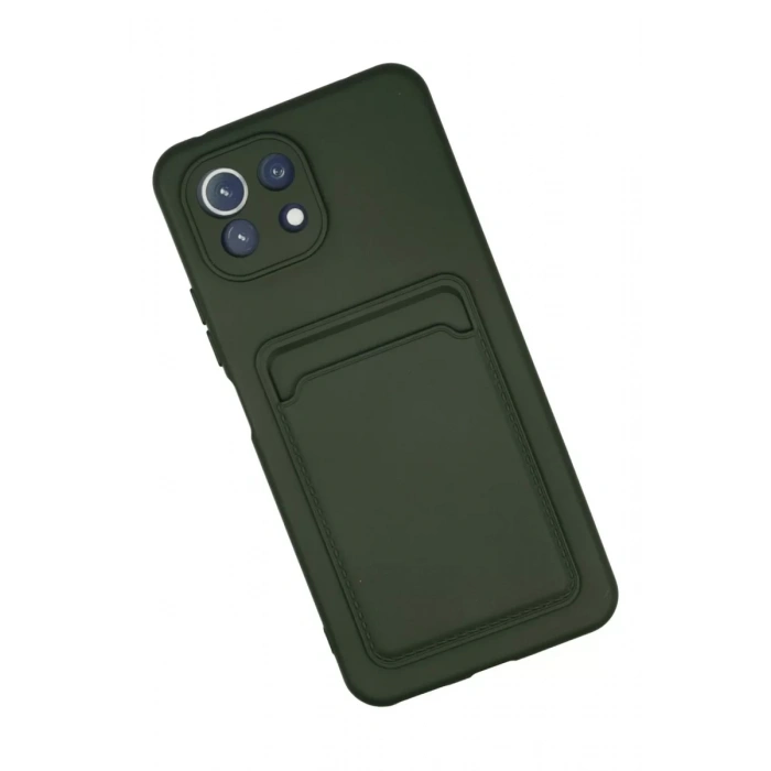 Xiaomi Mi 11 Kılıf Kelvin Kartvizitli Silikon - Koyu Yeşil