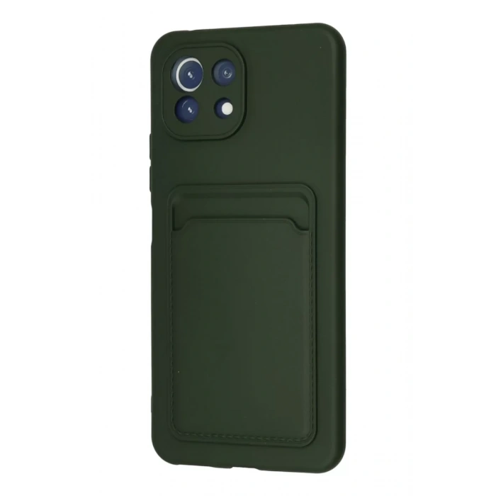 Xiaomi Mi 11 Kılıf Kelvin Kartvizitli Silikon - Koyu Yeşil