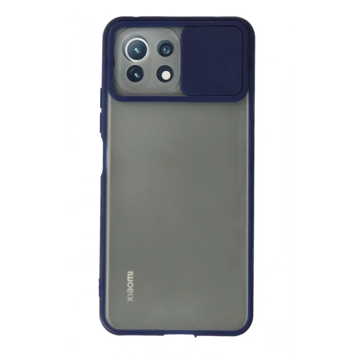Xiaomi Mİ 11 Lite Kılıf Palm Buzlu Kamera Sürgülü Silikon - Lacivert
