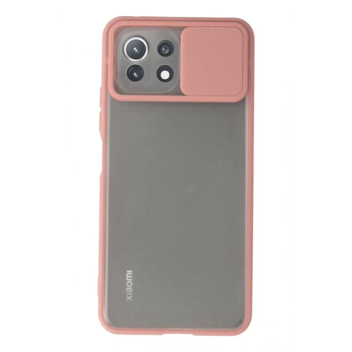 Xiaomi Mİ 11 Lite Kılıf Palm Buzlu Kamera Sürgülü Silikon - Pembe