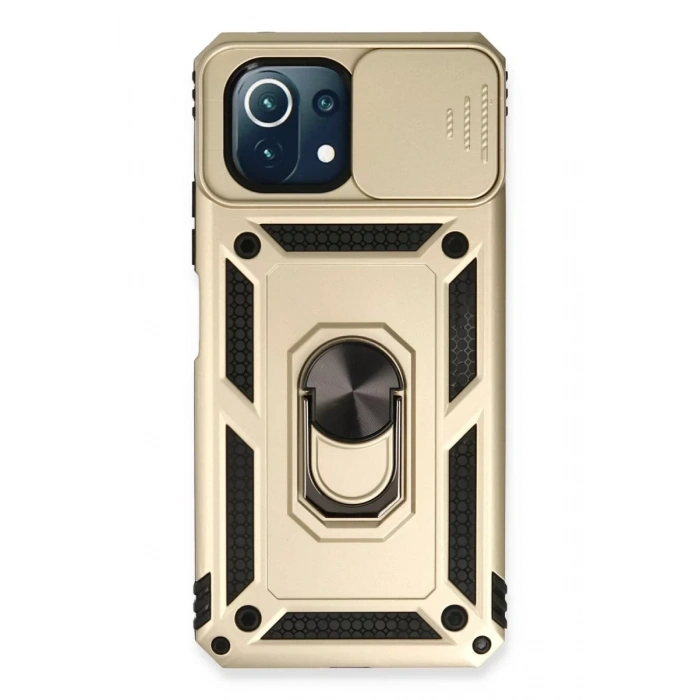 Xiaomi Mİ 11 Lite Kılıf Pars Lens Yüzüklü Silikon - Gold