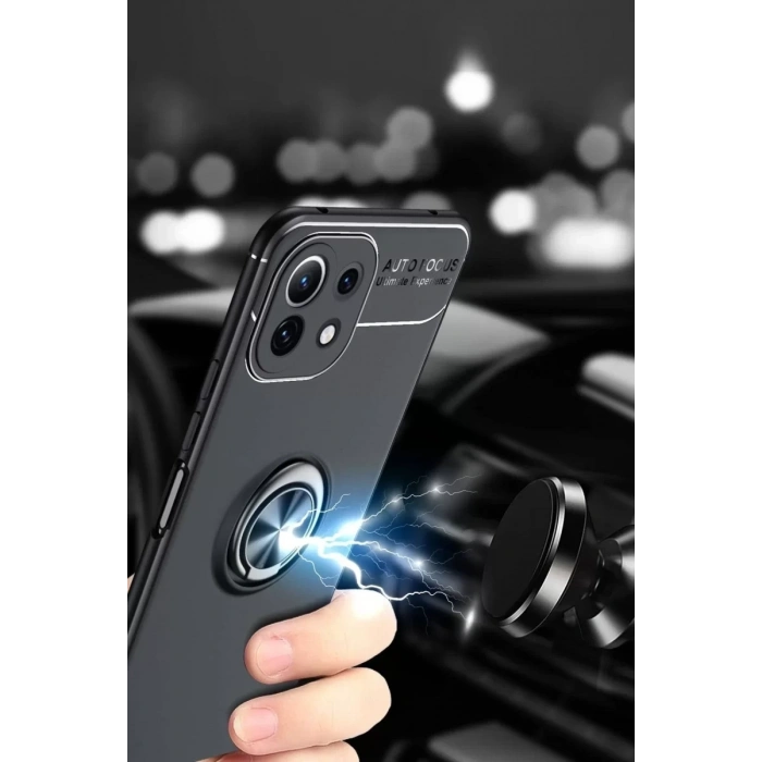 Xiaomi Mİ 11 Lite Kılıf Range Yüzüklü Silikon - Kırmızı