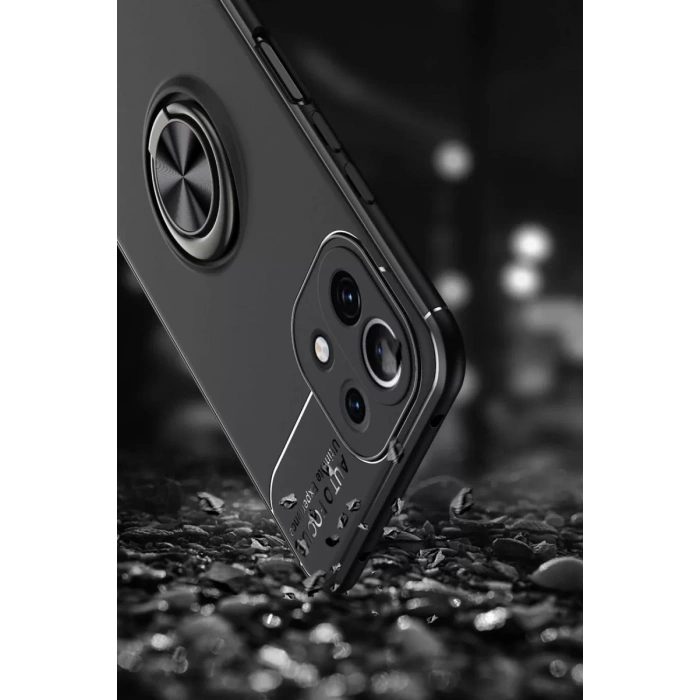 Xiaomi Mİ 11 Lite Kılıf Range Yüzüklü Silikon - Kırmızı