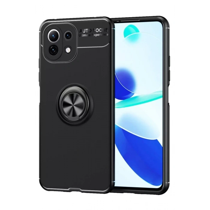 Xiaomi Mİ 11 Lite Kılıf Range Yüzüklü Silikon - Siyah