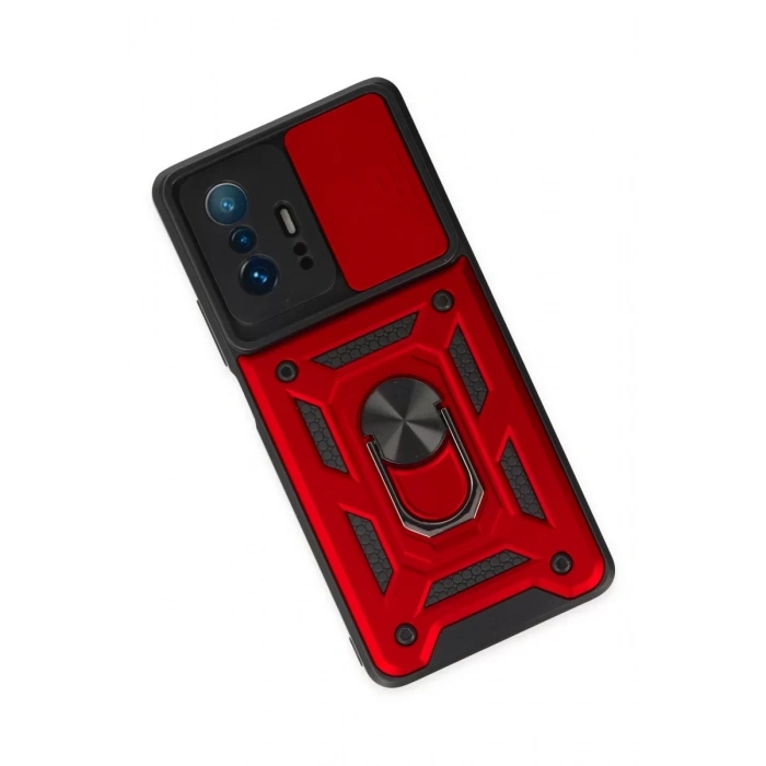 Xiaomi Mi 11T Pro Kılıf Pars Lens Yüzüklü Silikon - Kırmızı