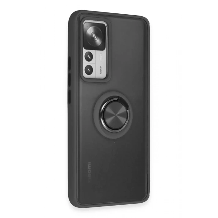 Xiaomi Mi 12T Pro Kılıf Montreal Yüzüklü Silikon Kapak - Siyah