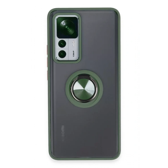 Xiaomi Mi 12T Pro Kılıf Montreal Yüzüklü Silikon Kapak - Yeşil