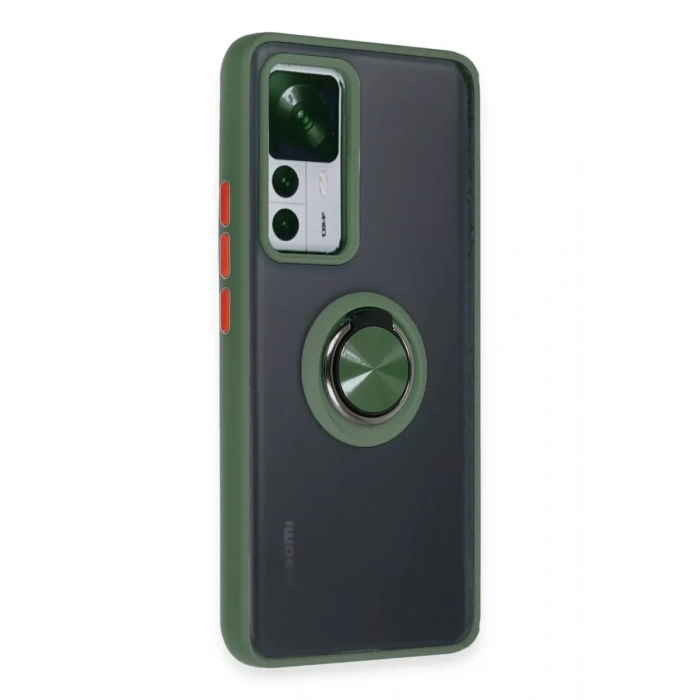 Xiaomi Mi 12T Pro Kılıf Montreal Yüzüklü Silikon Kapak - Yeşil