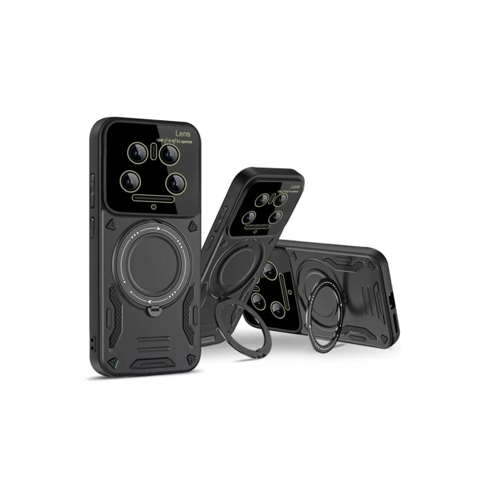 Xiaomi Mi 14 Ultra Kılıf Joy Lens Standlı Kapak - Kırmızı