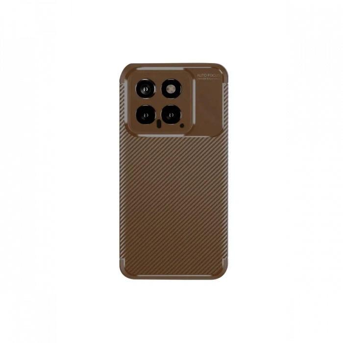 Xiaomi Mi 14T Kılıf Auto Focus Karbon Kapak - Kahverengi