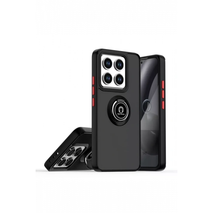 Xiaomi Mi 14T Montreal Yüzüklü Silikon Kapak - Siyah