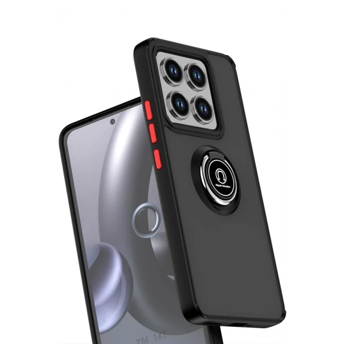 Xiaomi Mi 14T Montreal Yüzüklü Silikon Kapak - Siyah
