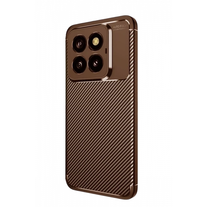Xiaomi Mi 14T Pro Kılıf Auto Focus Karbon Kapak - Kahverengi