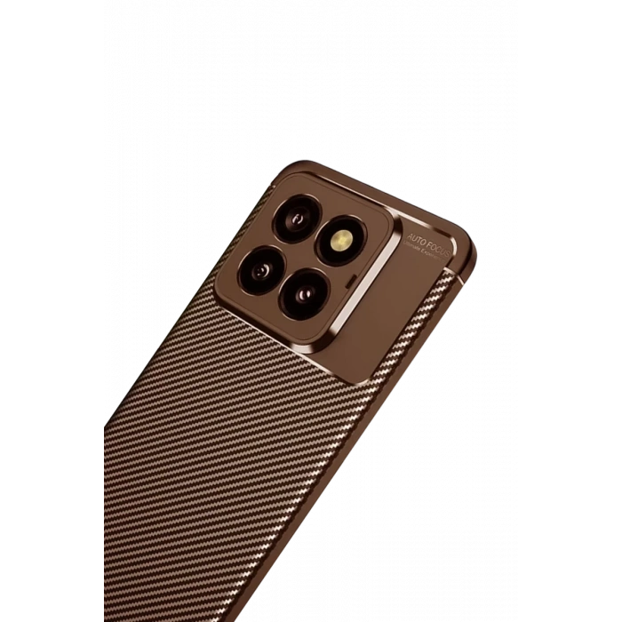 Xiaomi Mi 14T Pro Kılıf Auto Focus Karbon Kapak - Kahverengi