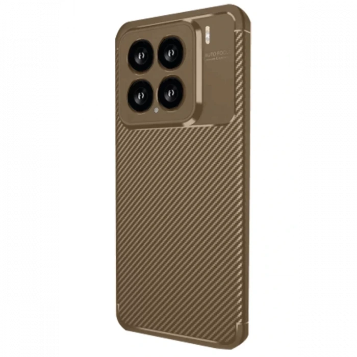 Xiaomi Mi 15 Kılıf Auto Focus Karbon Kapak - Kahverengi