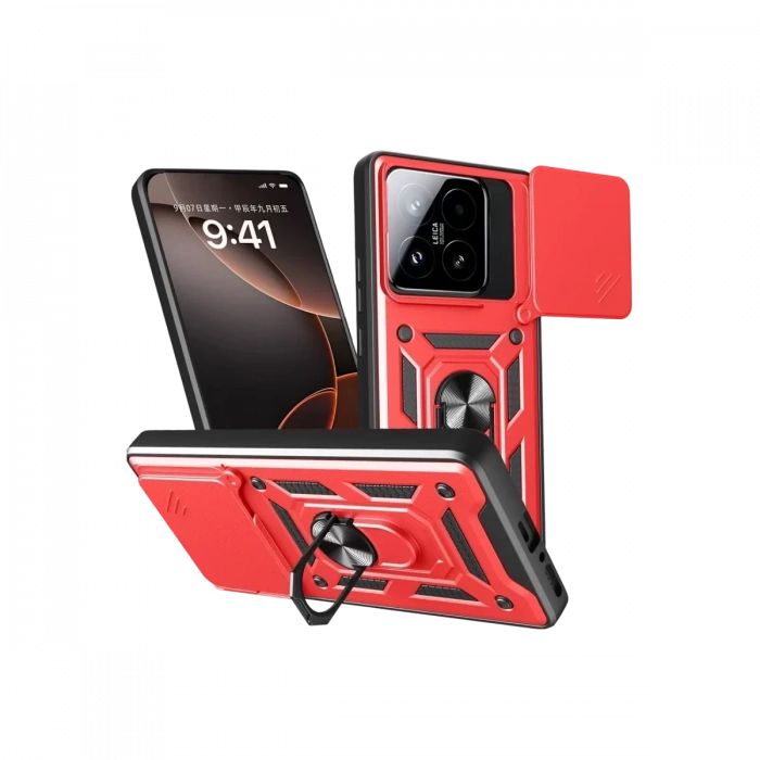 Xiaomi Mi 15T Pars Lens Yüzüklü Silikon - Kırmızı