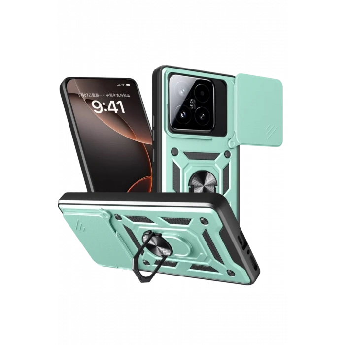 Xiaomi Mi 15T Pars Lens Yüzüklü Silikon - Yeşil