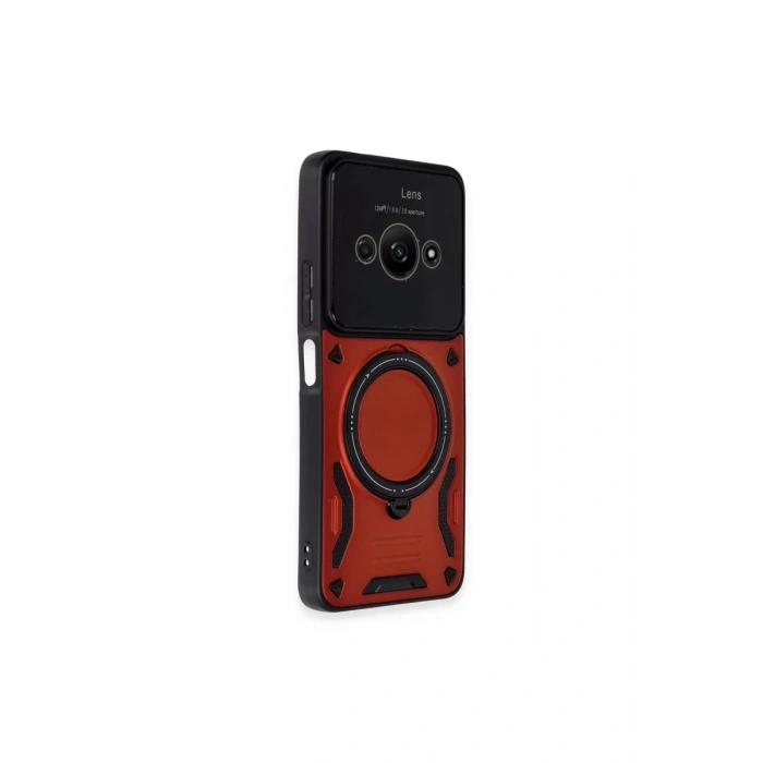 Xiaomi Poco C61 Kılıf Joy Lens Standlı Kapak - Kırmızı
