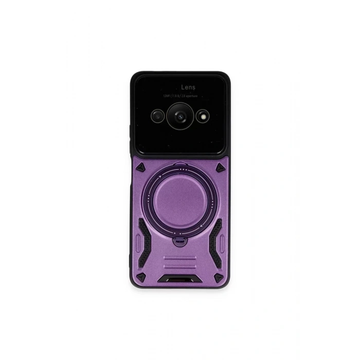 Xiaomi Poco C61 Kılıf Joy Lens Standlı Kapak - Mor