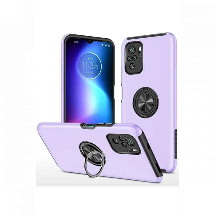 Xiaomi Poco F3 Kılıf Elit Yüzüklü Kapak - Mor