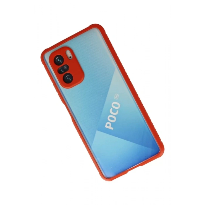 Xiaomi Poco F3 Kılıf Miami Şeffaf Silikon - Kırmızı