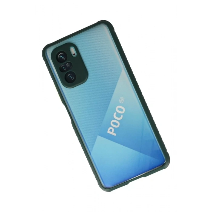 Xiaomi Poco F3 Kılıf Miami Şeffaf Silikon - Koyu Yeşil
