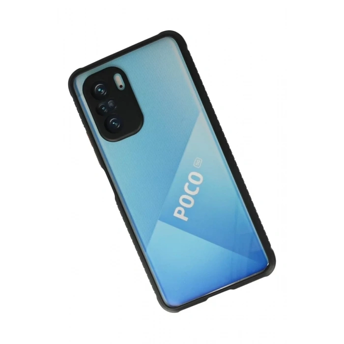 Xiaomi Poco F3 Kılıf Miami Şeffaf Silikon - Siyah