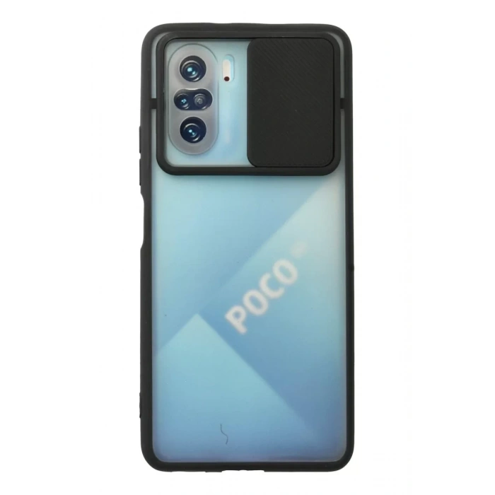 Xiaomi Poco F3 Kılıf Palm Buzlu Kamera Sürgülü Silikon - Siyah