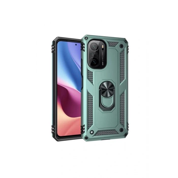 Xiaomi Poco F3 Kılıf Sofya Yüzüklü Silikon Kapak - Yeşil