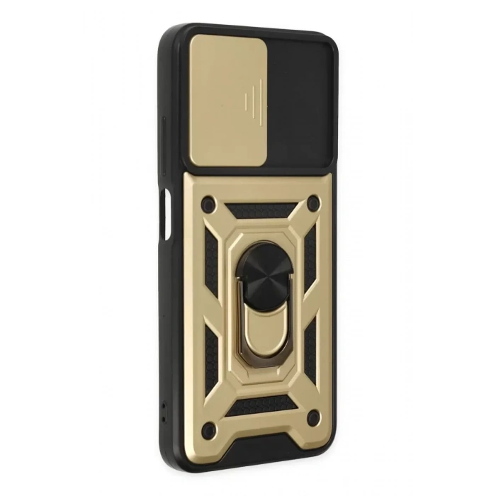 Xiaomi Poco M5 Kılıf Pars Lens Yüzüklü Silikon - Gold