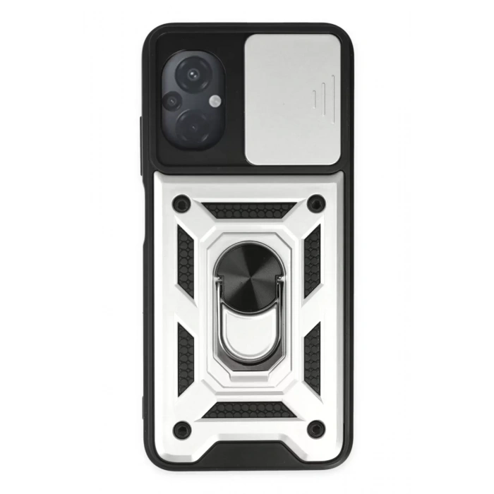 Xiaomi Poco M5 Kılıf Pars Lens Yüzüklü Silikon - Gümüş