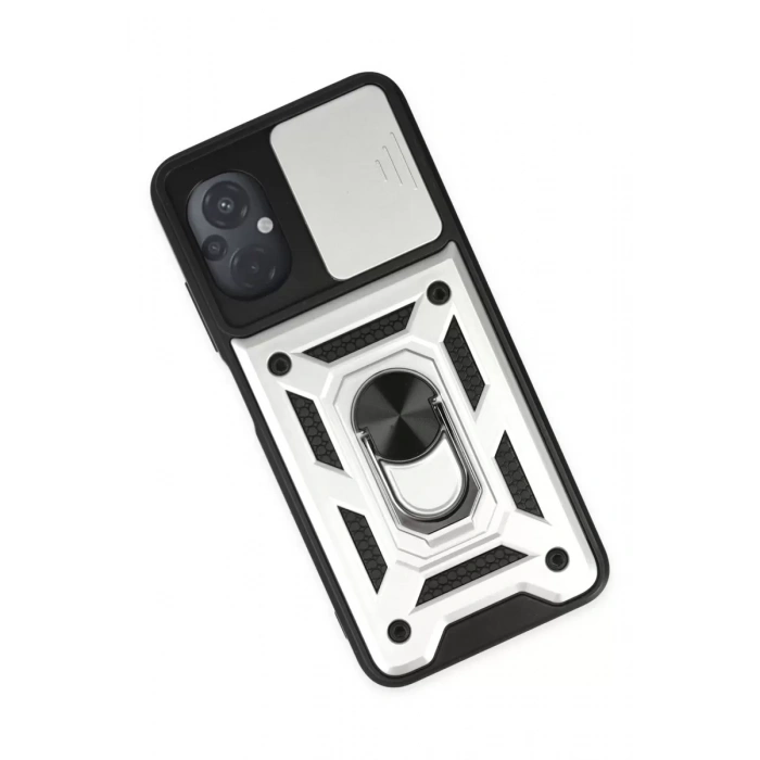 Xiaomi Poco M5 Kılıf Pars Lens Yüzüklü Silikon - Gümüş