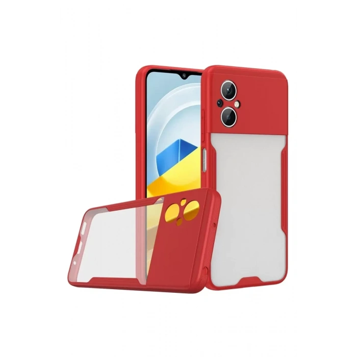 Xiaomi Poco M5 Kılıf Platin Silikon - Kırmızı