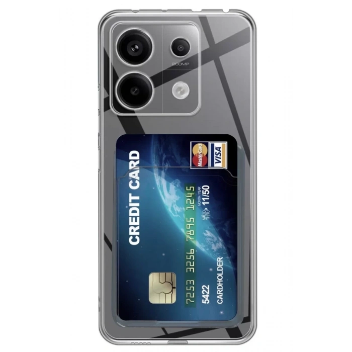 Xiaomi Poco X6 Kılıf Kart Şeffaf Silikon - Şeffaf