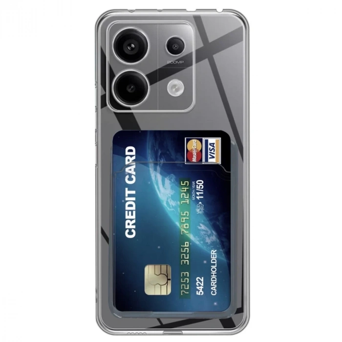 Xiaomi Poco X6 Kılıf Kart Şeffaf Silikon - Şeffaf