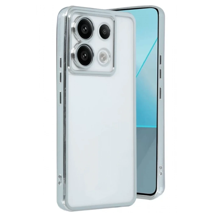 Xiaomi Poco X6 Kılıf Lensli Silikon - Gümüş
