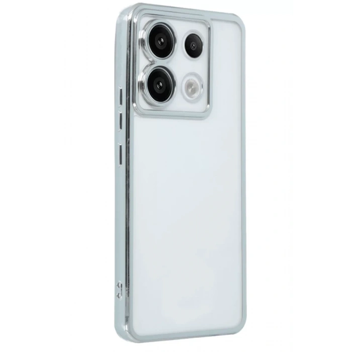 Xiaomi Poco X6 Kılıf Lensli Silikon - Gümüş