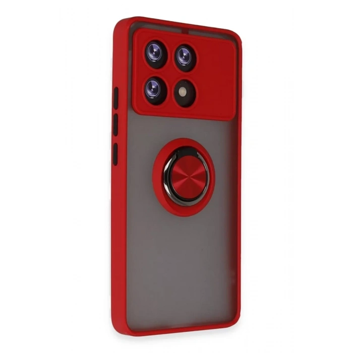 Xiaomi Poco X6 Pro Kılıf Montreal Yüzüklü Silikon Kapak - Kırmızı