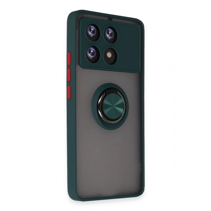 Xiaomi Poco X6 Pro Kılıf Montreal Yüzüklü Silikon Kapak - Yeşil