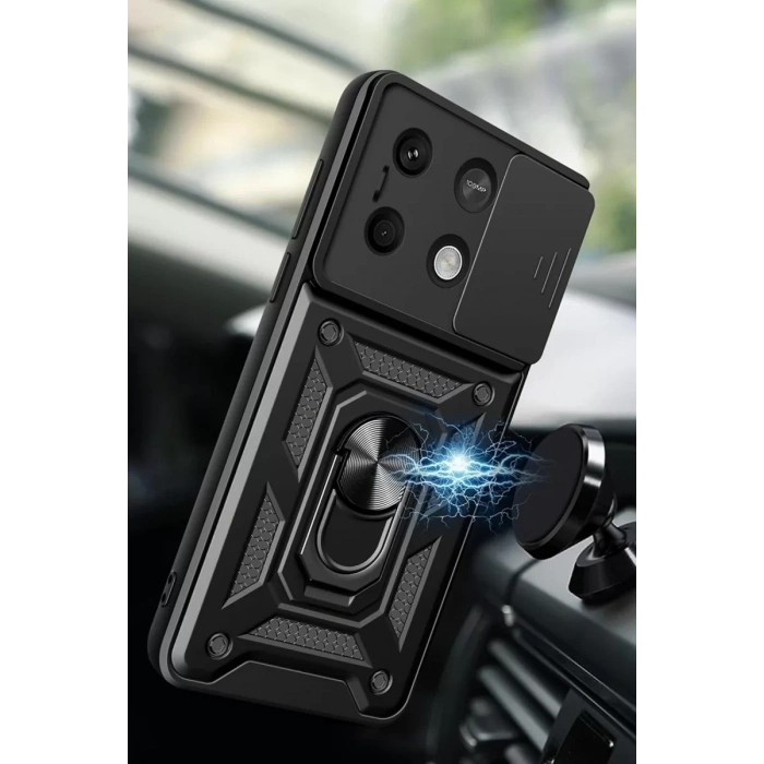 Xiaomi Poco X6 Pro Kılıf Pars Lens Yüzüklü Silikon - Kırmızı