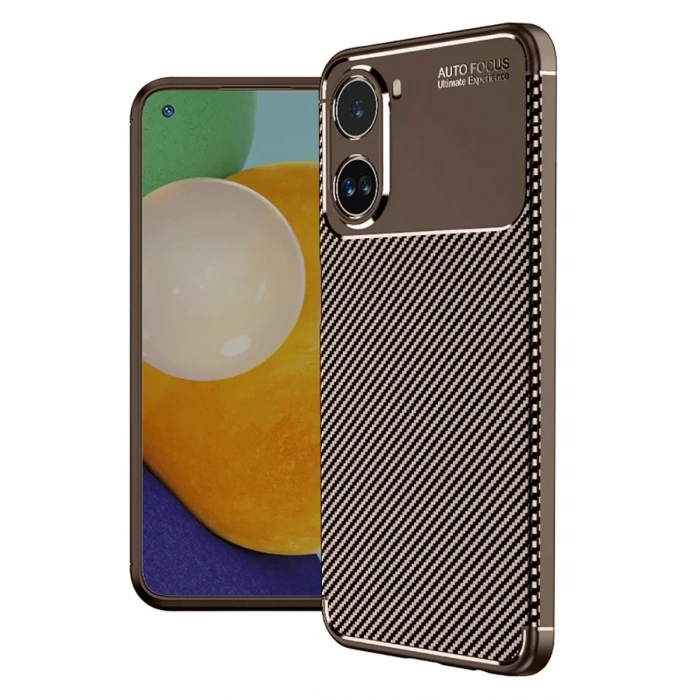Xiaomi Poco X7 Pro Kılıf Auto Focus Karbon Kapak - Kahverengi