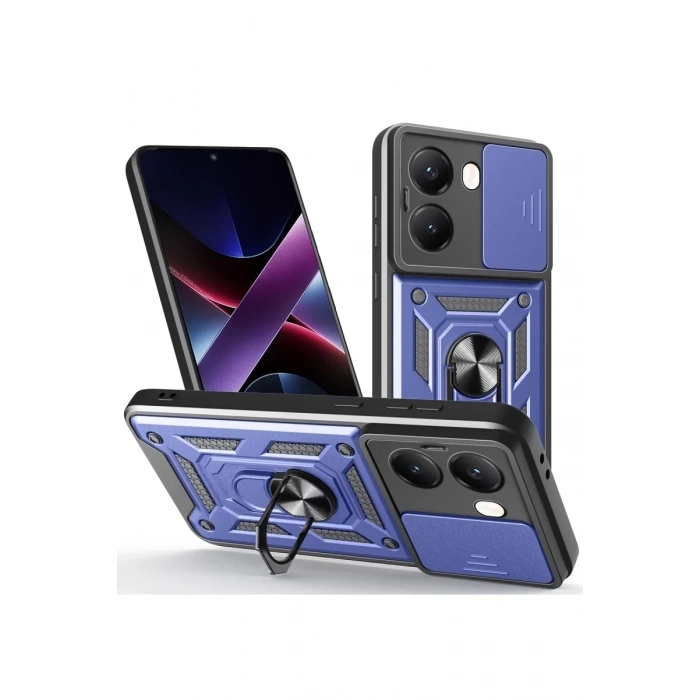 Xiaomi Poco X7 Pro Kılıf Pars Lens Yüzüklü Silikon - Lacivert