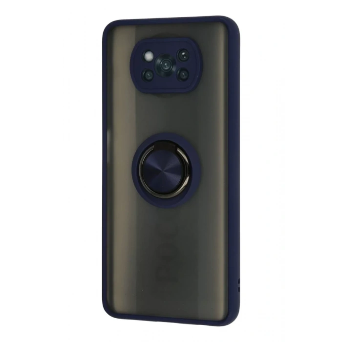 Xiaomi Pocophone X3 Kılıf Montreal Yüzüklü Silikon Kapak - Lacivert