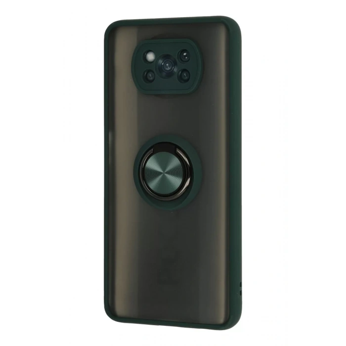 Xiaomi Pocophone X3 Kılıf Montreal Yüzüklü Silikon Kapak - Yeşil