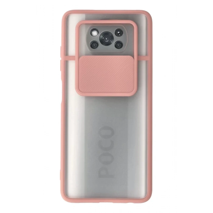 Xiaomi Pocophone X3 Kılıf Palm Buzlu Kamera Sürgülü Silikon - Pembe