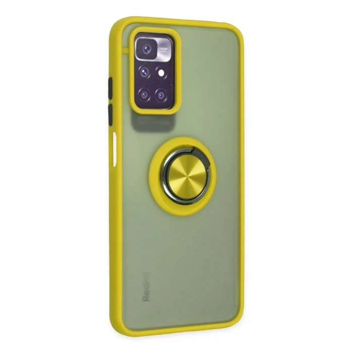 Xiaomi Redmi 10 2022 Kılıf Montreal Yüzüklü Silikon Kapak - Sarı