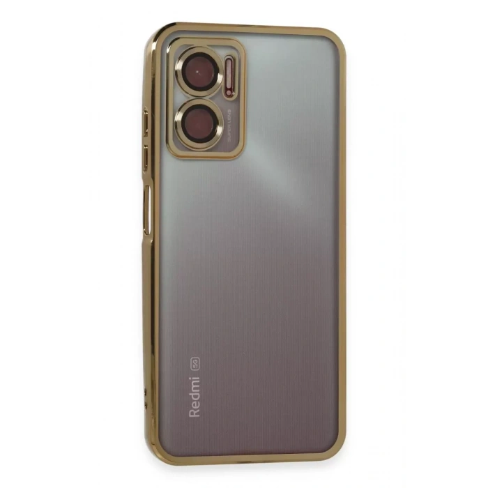 Xiaomi Redmi 10 5G Kılıf Lensli Silikon - Gold