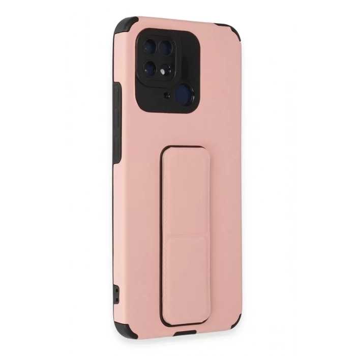 Xiaomi Redmi 10C Kılıf Mega Standlı Silikon - Pudra
